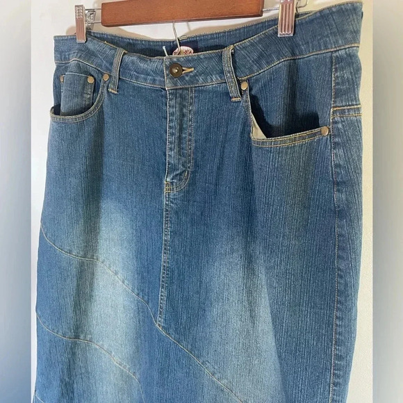 ZOEY BETH maxi denim patchwork skirt 90’s Y2K XL PLUS‎ SIZE EUC 0244 - Picture 2 of 7